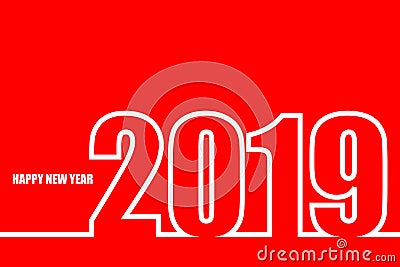 2019 Happy New Year greeting card. 2019 New Year celebration background Cartoon Illustration